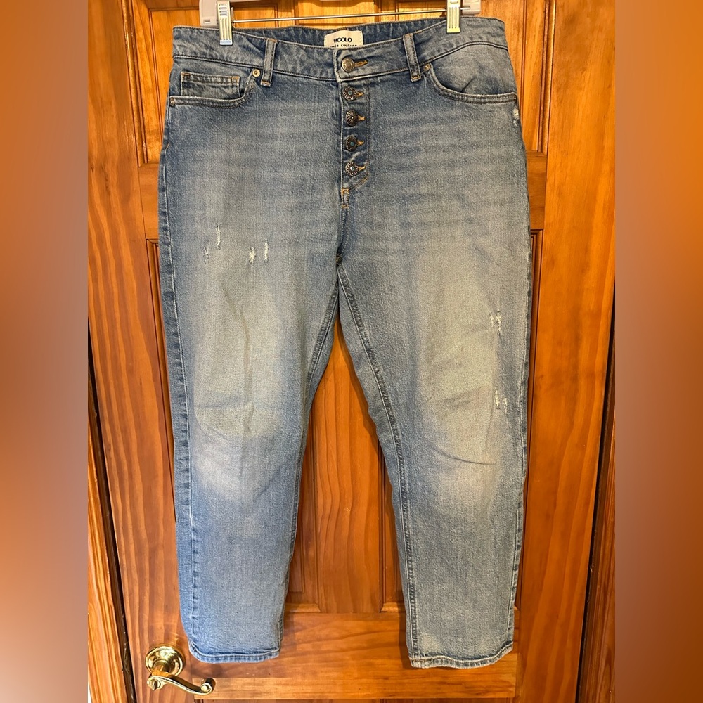 VICOLO Denim Couture Women’s Large Denim High Rise Jeans Blue Button Fly 34 x 25